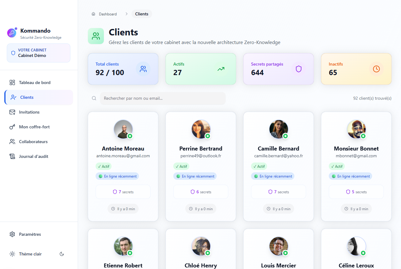 Interface complète de Kommando - Vue d'ensemble