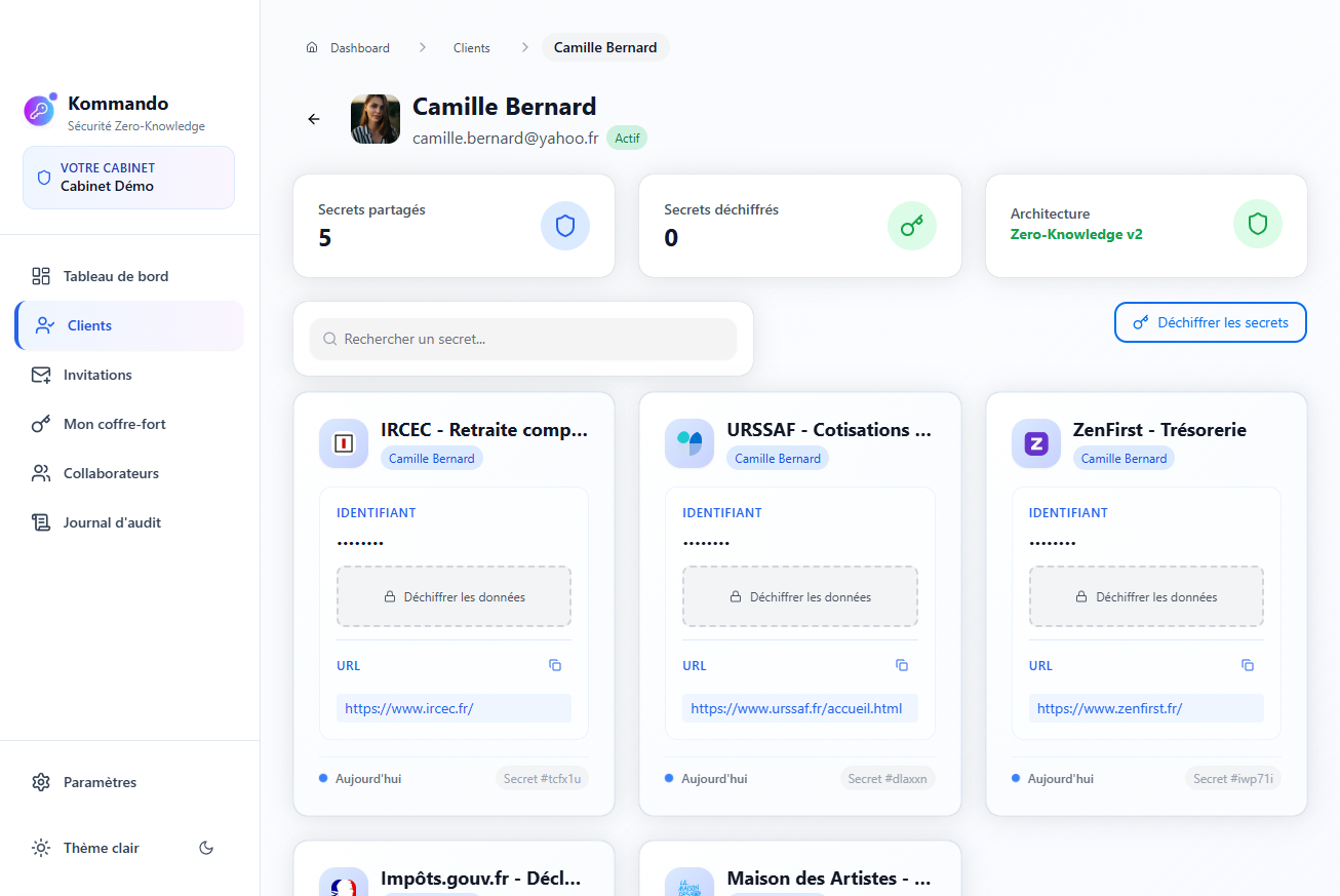 Interface de Kommando - Gestion sécurisée des mots de passe